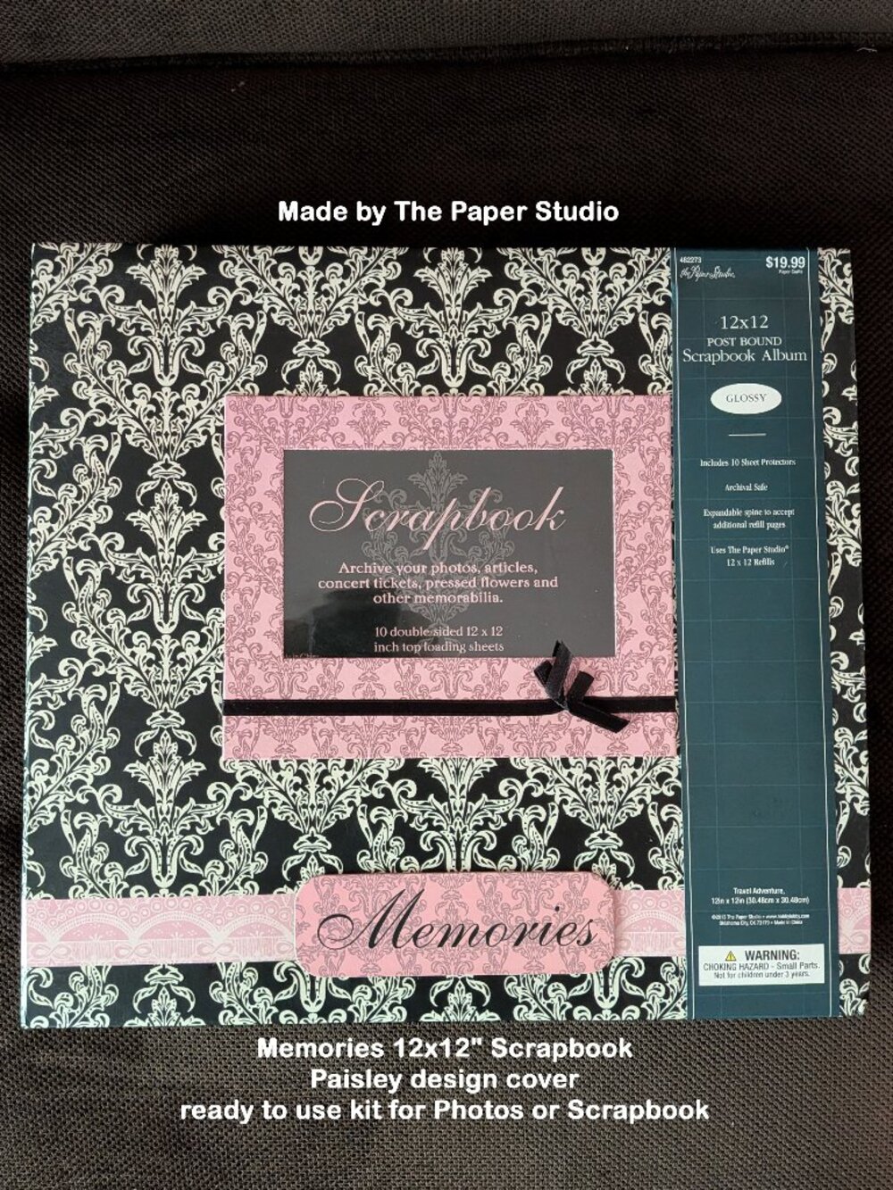 Memories 12x12" Scrapbook, Paisley design, ready to use for Photos or Scrapbook